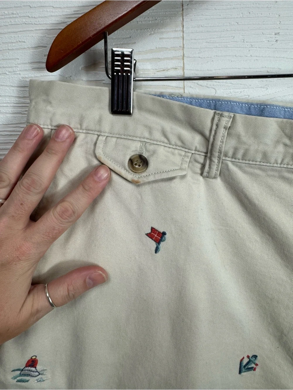 Polo Ralph Lauren Mens Beige Ocean Sailing Chino Classic Fit Shorts Size 38